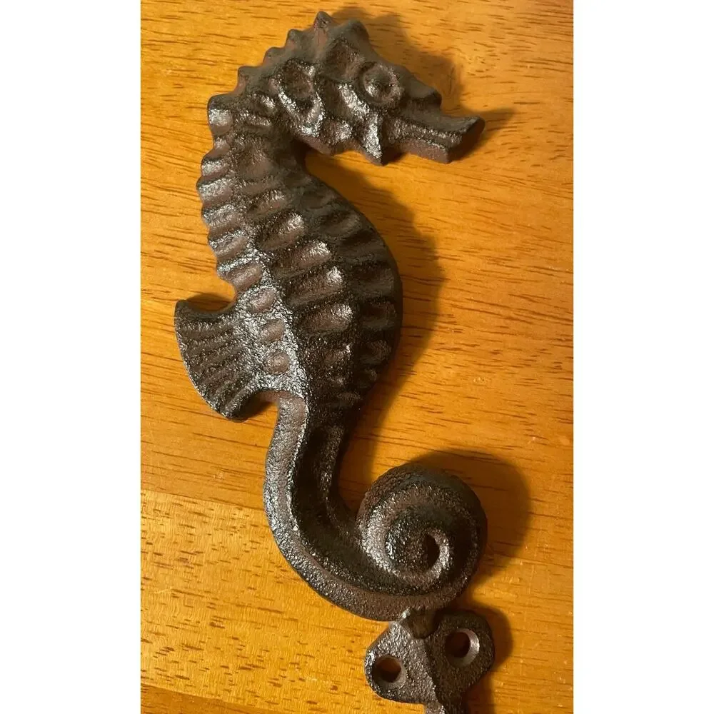 Seahorse Wall Hook Cast Iron Nautical Beach House Coastal Rustic Towel Hanger